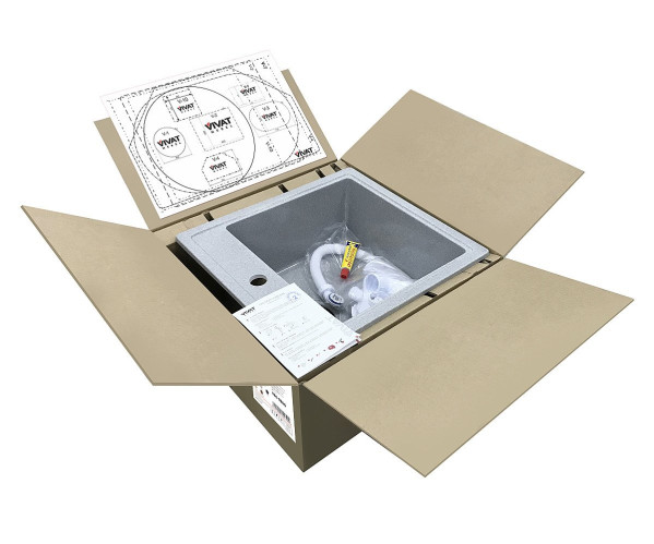 Мойка врезная Vivat 475119 1Ч | Искусственный камень, Серый