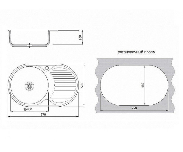 Мойка врезная Vivat 775016/0,6 1Ч1К (левая) | Глянец, характеристики