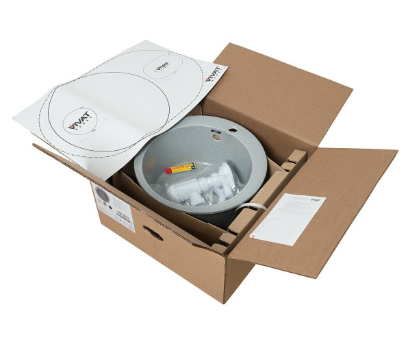 Мойка врезная Vivat 4718 1Ч | Искусственный камень, Серый