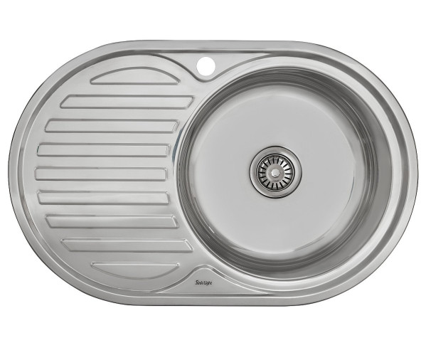 Мойка врезная Vivat 775016/0,6 1Ч1К (правая) | Глянец, нержавеющая сталь