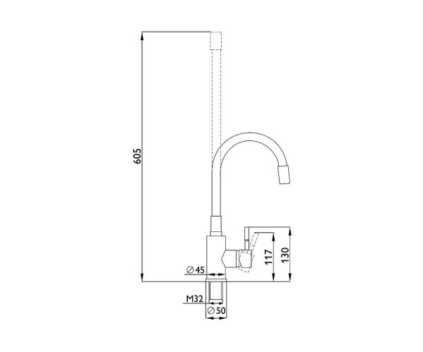 Смеситель для кухни 345/215 1Р Белый сатин