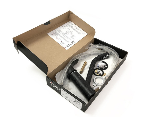 Смеситель для кухни 205/235 2Р | Искусственный камень, МатЧерный