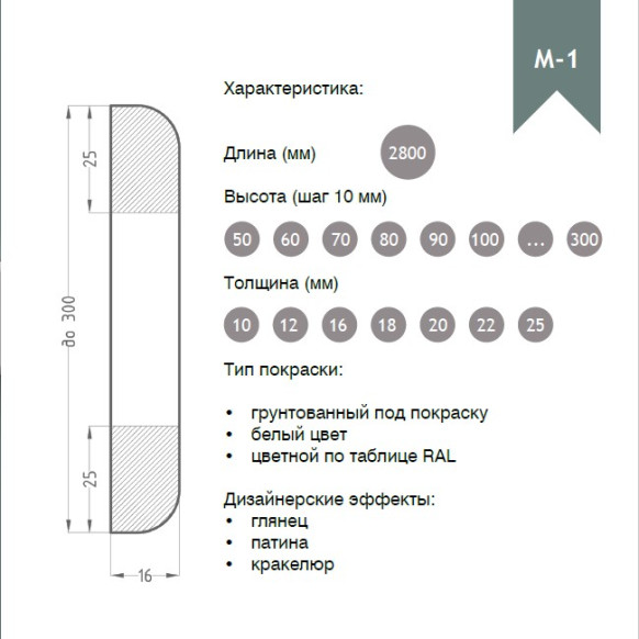 Молдинг из МДФ модель М-1 | Грунт