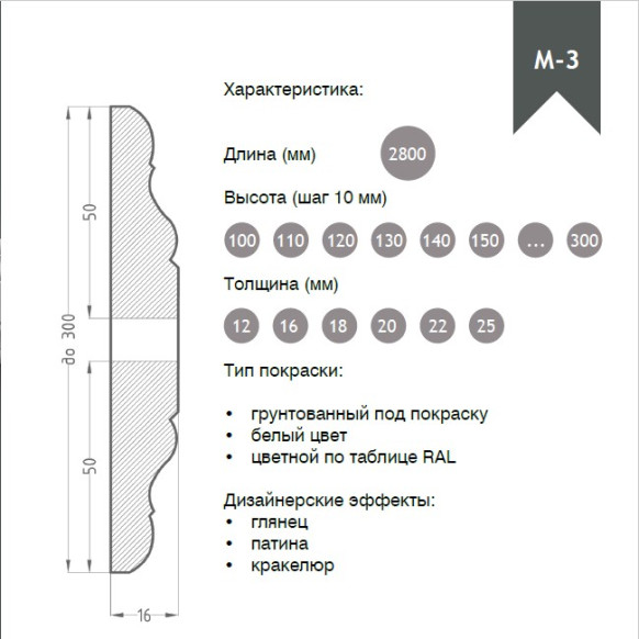 Молдинг из МДФ модель М-3 | Грунт