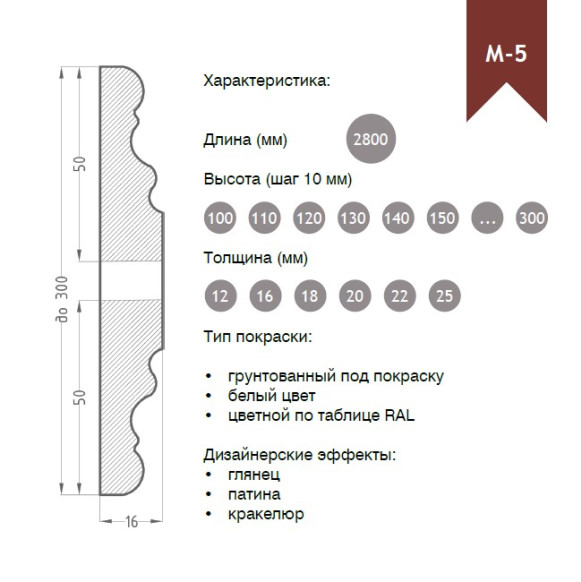 Молдинг из МДФ модель М-5 | Грунт