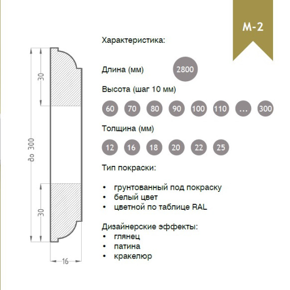 Молдинг из МДФ модель М-2 | Грунт