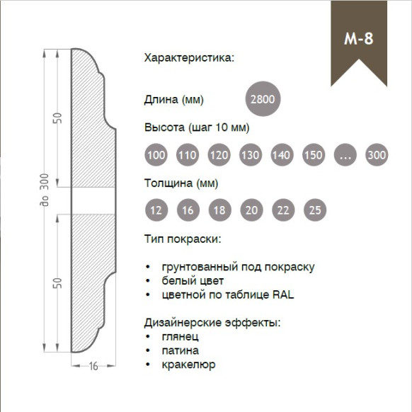 Молдинг из МДФ модель М-8 | Грунт