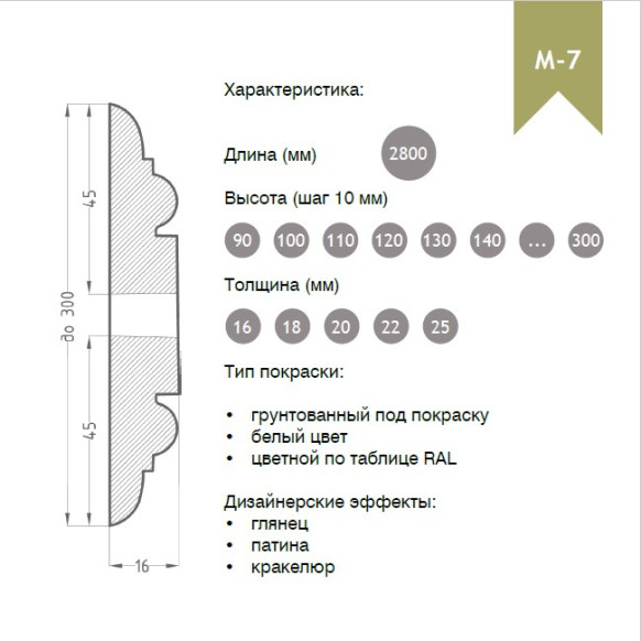 Молдинг из МДФ модель М-7 | Грунт