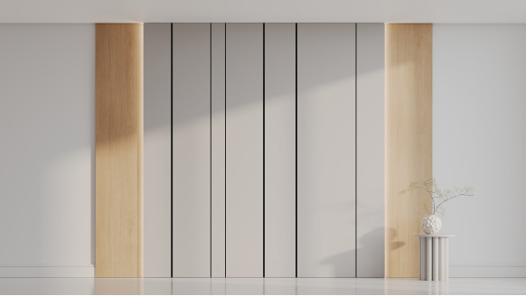 Гладкая эмалированная стеновая панель с вставками