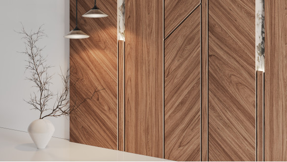 Шпонированая стеновая панель Микс