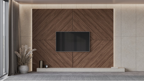 Шпонированая стеновая панель Шпон 45° с кромкой