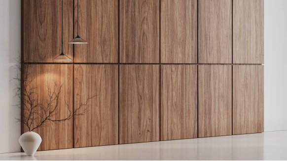 Шпонированая стеновая панель Прямой шпон открытый стык