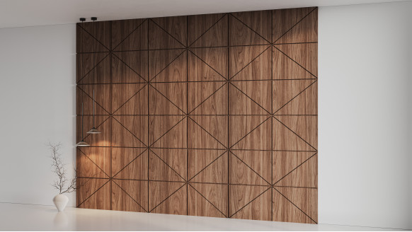 Шпонированная стеновая панель 45° с кромкой прямой шпон