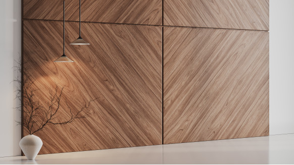 Шпонированая стеновая панель Шпон 45° с кромкой