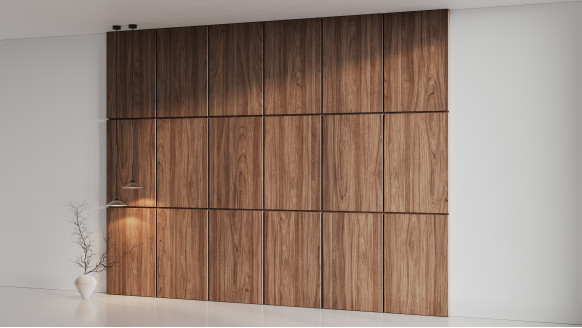 Шпонированая стеновая панель Прямой шпон открытый стык