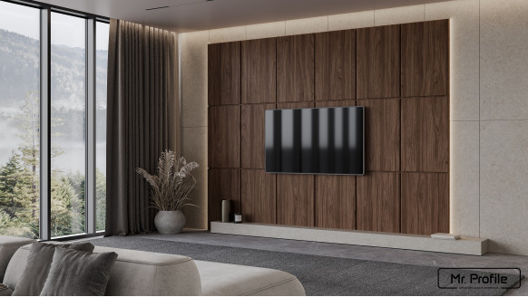 Шпонированая стеновая панель Прямой шпон открытый стык