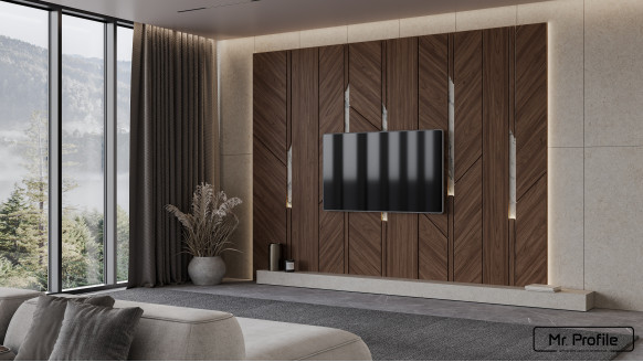 Шпонированая стеновая панель Микс