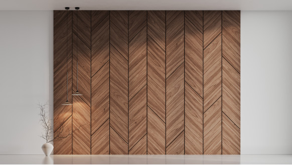 Шпонированная стеновая панель 45° с кромкой 45° шпон