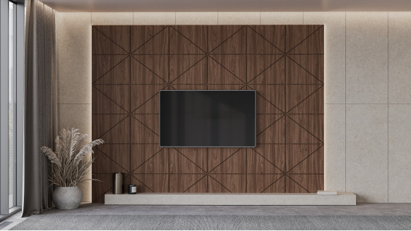 Шпонированная стеновая панель 45° с кромкой прямой шпон