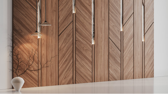 Шпонированая стеновая панель Микс