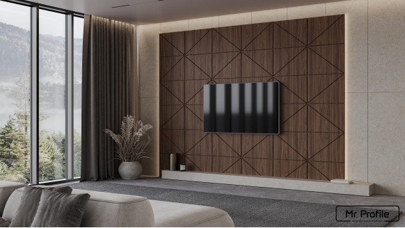 Шпонированная стеновая панель 45° с кромкой прямой шпон