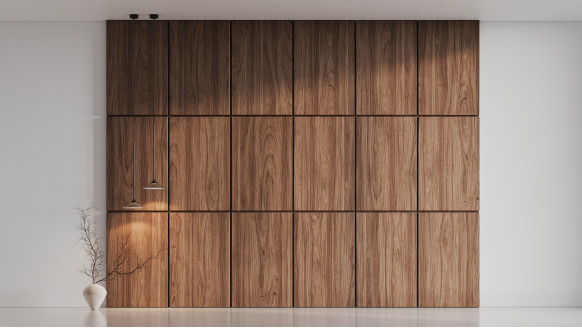 Шпонированая стеновая панель Прямой шпон открытый стык