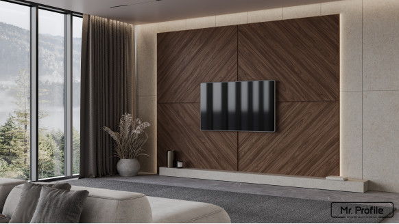 Шпонированая стеновая панель Шпон 45° с кромкой