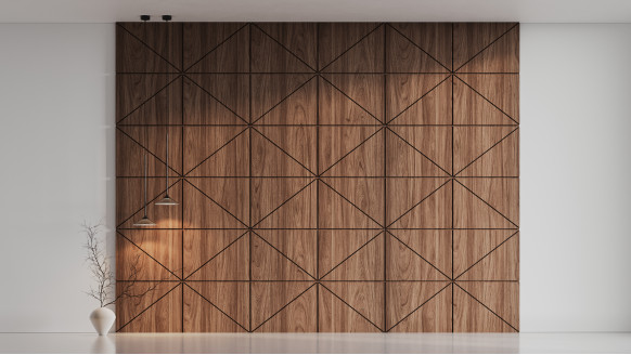 Шпонированная стеновая панель 45° с кромкой прямой шпон