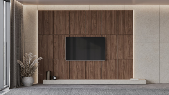 Шпонированая стеновая панель Прямой шпон открытый стык