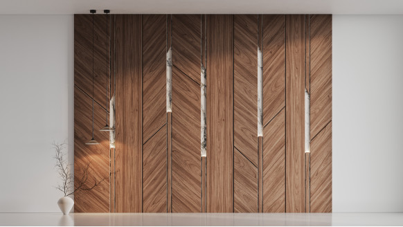 Шпонированая стеновая панель Микс