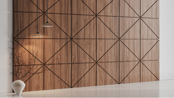 Шпонированная стеновая панель 45° с кромкой прямой шпон