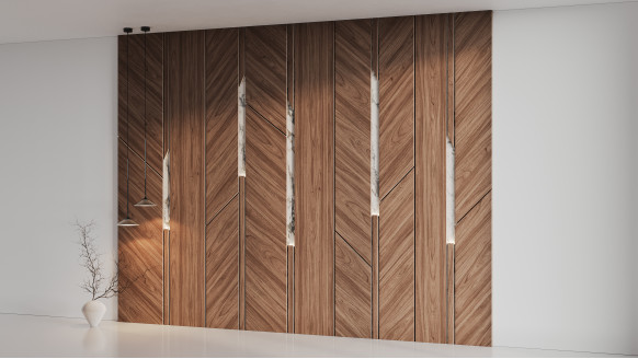 Шпонированая стеновая панель Микс