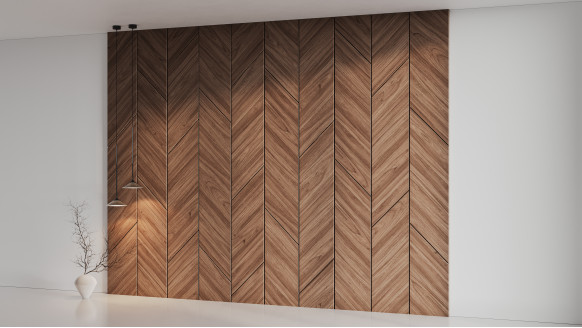 Шпонированная стеновая панель 45° с кромкой 45° шпон