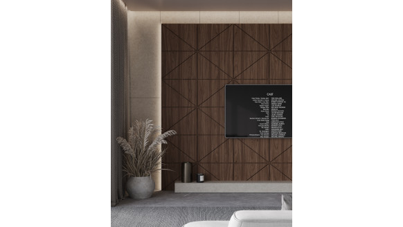 Шпонированная стеновая панель 45° с кромкой прямой шпон