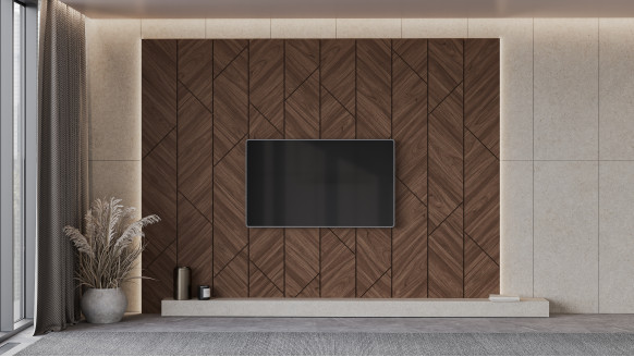 Шпонированная стеновая панель 45° с кромкой 45° шпон