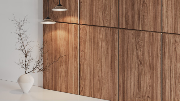 Шпонированая стеновая панель Прямой шпон открытый стык