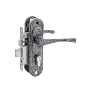 Замок врезной цилиндровый с защёлкой в комплекте с ручкой ЗВ4-50.01 (серебро), 5 кл.