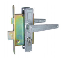 Замок врезной цилиндровый с защёлкой в комплекте с ручкой ЗВ4-3.01 (серебро), 4 кл.