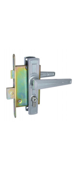 Замок врезной цилиндровый с защёлкой в комплекте с ручкой ЗВ4-3.01 (серебро), 4 кл. | Алюминий, 35 мм