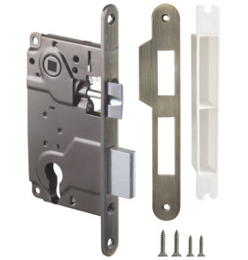 Корпус врезного замка c защёлкой METLH25-50 Box (LH 25-50) AB бронза