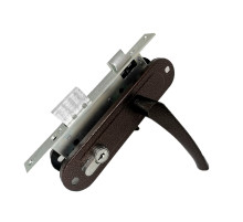 Замок врезной цилиндровый с защёлкой в комплекте с ручкой ЗВ4-70/07 (медь антик), 4 кл.