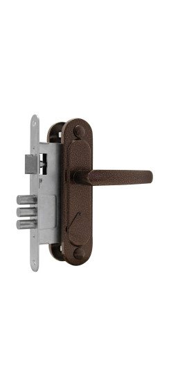 Замок врезной сувальдный с защёлкой в комплекте с ручкой ЗВ9.1-01 (медь), 3 кл. | Алюминий, 12 мм