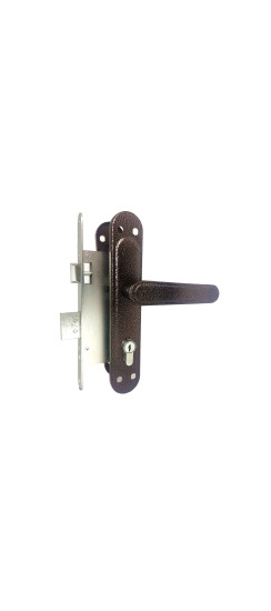 Замок врезной цилиндровый с защёлкой в комплекте с ручкой ЗВ4-72.03 (медь), 4 кл. | Алюминий, 34 мм