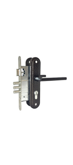 Замок врезной цилиндровый с защёлкой в комплекте с ручкой ЗВ4-3/09Р (медь), 4 кл. | Алюминий, 11 мм