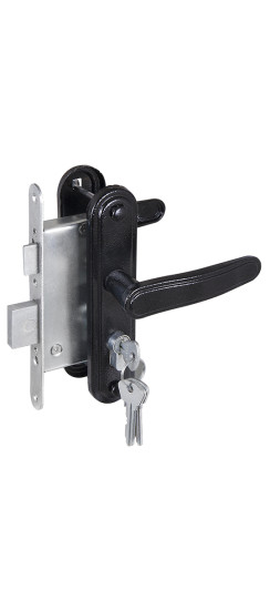 Замок врезной цилиндровый с защёлкой в комплекте с ручкой ЗВ4-3.03 (черный), 4 кл. | Алюминий, 35 мм