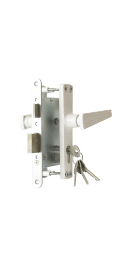 Замок врезной цилиндровый с защёлкой в комплекте с ручкой ЗВ4-3.01 (белый), 4 кл. | Алюминий, 35 мм