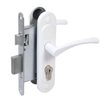 Замок врезной цилиндровый с защёлкой в комплекте с ручкой ЗВ4-3/07 (белый глянец), 4 кл.