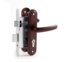 Замок врезной цилиндровый с защёлкой в комплекте с ручкой ЗВ4-3.08 (медь), 4 кл.