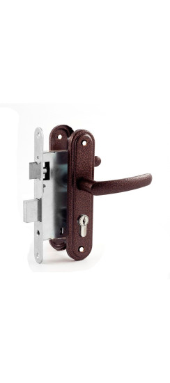 Замок врезной цилиндровый с защёлкой в комплекте с ручкой ЗВ4-3.08 (медь), 4 кл. | Алюминий, 35 мм