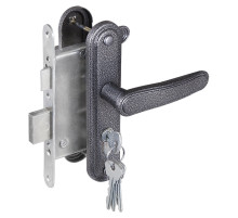 Замок врезной цилиндровый с защёлкой в комплекте с ручкой ЗВ4-3.03 (серебро), 4 кл.